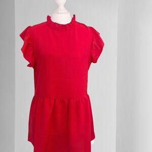 Red Ruffle Peplum Top